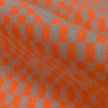 Load image into Gallery viewer, Close up of Ruby Star, Lofi 85% Cotton 15% Linen Bitmapped Neon Orange - for sale at Minerva's Bower