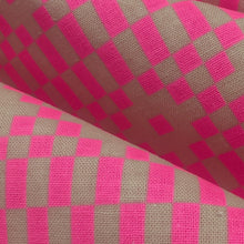 Load image into Gallery viewer, Close up of Ruby Star, Lofi 85% Cotton 15% Linen Bitmapped Neon Pink - for sale at Minerva's Bower