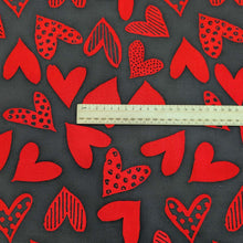 Load image into Gallery viewer, Flat lay of 100% Cotton Poplin, Black Heart for sale at Minerva&#39;s Bower, ruler included for scale
