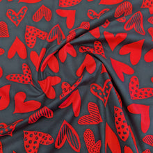 Load image into Gallery viewer, Flat drape of 100% Cotton Poplin, Black Heart for sale at Minerva&#39;s Bower