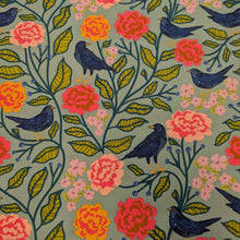 Load image into Gallery viewer, Flat Lay of Art Gallery Brushed Cotton Flannelette, Blackbird Aviary, for sale at Minerva&#39;s Bower