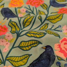 Load image into Gallery viewer, Draped lay of Art Gallery Brushed Cotton Flannelette, Blackbird Aviary with floral and bird pattern, for sale at Minerva&#39;s Bower