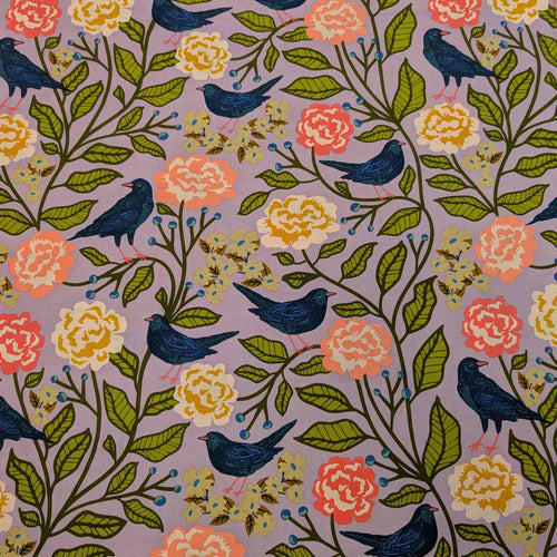 Flat lay of Art Gallery Cotton, Blackbird Canopy, for sale at Minerva's Bower