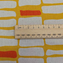 Load image into Gallery viewer, Close up of Zen Chic Linen 30% Cotton 70% Urban Whisper - Blocks, with a ruler included for scale, for sale at Minerva&#39;s Bower