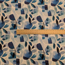 Load image into Gallery viewer, Flat lay of 100% Linen, Blue Bloom, for sale at MInerva&#39;s Bower, ruler included for scale