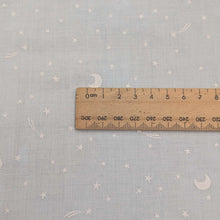 Load image into Gallery viewer, Close up flat lay of Japanese 100% cotton Double Gauze, Blue Sky for sale at Minerva&#39;s Bower, ruler included for scale