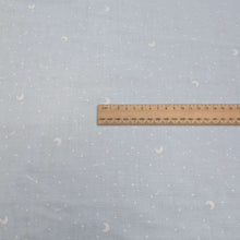 Load image into Gallery viewer, Flat lay of 100% cotton Japanese Double Gauze, Blue Sky for sale at Minerva&#39;s Bower, ruler included for scale