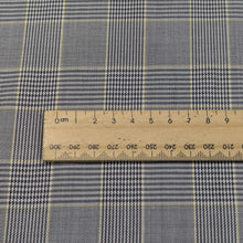 Load image into Gallery viewer, 100% Cupro Plaid fabric with a wooden ruler for scale, for sale at Minerva&#39;s Bower