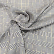 Load image into Gallery viewer, Flat draped  Gray checkered 100% cupro fabric for sale at MInerva&#39;s Bower