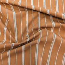 Load image into Gallery viewer, Drape of Tencel cotton linen rayon cloth  in Bronze with vertical stripe, for sale at Minerva&#39;s Bower