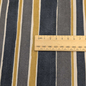 Close up of Japanese Cotton Batiste, Charcoal Stripe for sale at Minerva's Bower, ruler included for scale
