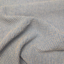 Load image into Gallery viewer, Flat drape of Claude 87% Linen 13% Rayon Check, Denim  - for sale at Minerva's Bower