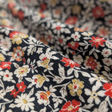 Load image into Gallery viewer, Close up flat drape of Claudia 100% Cotton Pinwale Cord in Black by Kokka - for sale at Minerva's Bower 