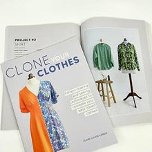 Load image into Gallery viewer, Book titled &#39;Clone Your Clothes&#39; with mannequin images of garments, available at Minerva&#39;s Bower