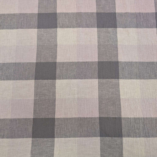 Tonal grey Yarn dyed crinkle 55% linen 45% cotton check available at Minerva's Bower