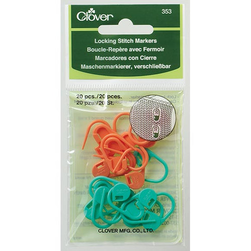 Clover locking stitch markers for sale at Minerva's Bower