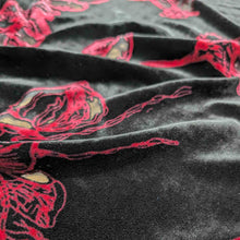 Load image into Gallery viewer, Flat lay of Cora Devore Velvet, Crimson Floral, for sale at Minerva's Bower