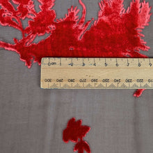Load image into Gallery viewer, orange floral devore silk velvet on chocolate base. Available at Minerva's Bower. Ruler included for scale