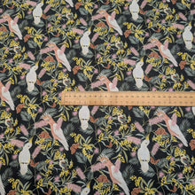 Load image into Gallery viewer, Flat lay of 100% Cotton by Devonstone,  Aussie Backyard Pink Cockatoos, ruler included for scale - for sale at Minerva's Bower