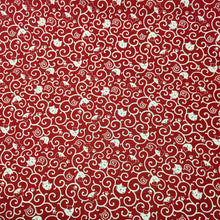Load image into Gallery viewer, Red cotton fabric with white cat pattern. Made in Japan. Available at Minerva's Bower
