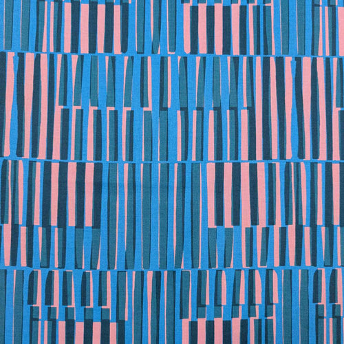 Patterned Ruby Star Society fabric with blue and pink vertical stripes. Available at Minerva's Bower