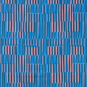 Pattern of blue and purple vertical bars on a blue background. Ruby Star Society fabric available at Minerva's Bower