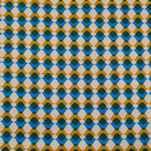 Patterned Ruby Star Society fabric with blue, green, and yellow geometric design. Available at Minerva's Bower