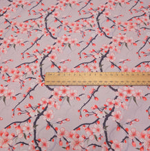 Load image into Gallery viewer, Flat lay of 100% Cotton Poplin, Cherry Blossom , ruler included for scale - for sale at Minerva's Bower