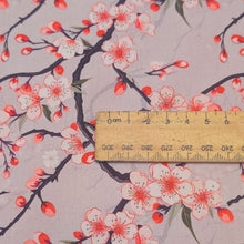Load image into Gallery viewer, Close up flat lay of 100% Cotton Poplin, Cherry Blossom , ruler included for scale - for sale at Minerva's Bower