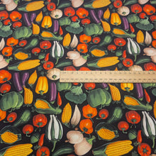 Load image into Gallery viewer, Flat lay of 100% Cotton Poplin, Vegetables, ruler included for scale- for sale at Minerva's Bower