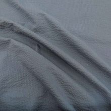 Load image into Gallery viewer, Flat drape of 100% Cotton Seersucker, Denim Blue, for sale at Minerva's Bower