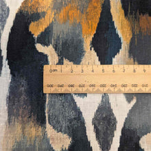 Load image into Gallery viewer, Close up of 100% Linen, Dappled Motion, for sale at MInerva&#39;s Bower, ruler included for scale