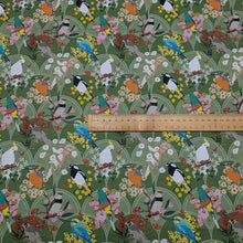 Load image into Gallery viewer, Flat lay of 100% Cotton by Devonstone, Aussie Backyard Dawn Chorus, ruler included for scale  - for sale at Minerva's Bower