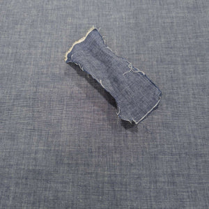 Japanese 100% cotton denim fabric with washed sample shown, for sale at Minerva's Bower