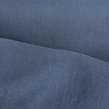 Load image into Gallery viewer, Close up flat drape of 100% European Delave Linen, Navy - for sale at Minerva's Bower