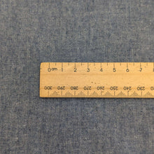 Load image into Gallery viewer, Close up of Japanese Dove Denim with Oxford weave for sale at Minerva&#39;s Bower, ruler included for scale