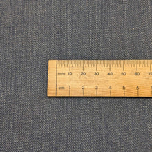 Load image into Gallery viewer, Close up flat lay of 97% cotton and 3% elastane 450gsm Dover Denim, ruler included for scale - for sale at MInerva's Bower
