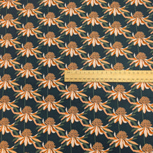 Load image into Gallery viewer, Flat lay of 100% Cotton by Rachelle Holowko, Echinacea, with ruler included for scale, for sale at Minerva's Bower