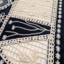 Load image into Gallery viewer, Close up flat lay of Embroidered 100% Cotton Voile, Daisy - for sale at Minerva's Bower