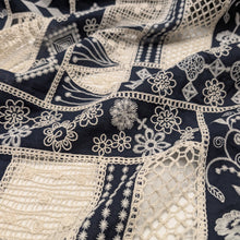 Load image into Gallery viewer, Close up flat drape of Embroidered 100% Cotton Voile, Daisy - for sale at Minerva's Bower