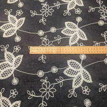 Load image into Gallery viewer, Flat lay of Embroidered 100% cotton Voile, Lark, ruler included for scale  - for sale at MInerva's Bower