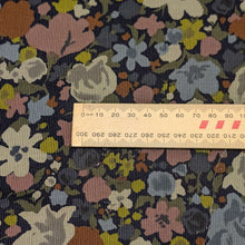Load image into Gallery viewer, Close up Flat Lay of Emeline 100% Cotton Pinwale Cord in Blue by Hokkoh, ruler included for scale - for sale at Minerva's Bower
