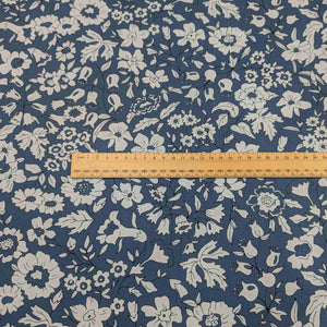 Flat lay of Liberty Tana Lawn, Summer Gallery Emma Bloom A, for sale at Minerva's Bower, ruler included for scale