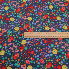 Load image into Gallery viewer, Flat lay of 100% Cotton Poplin, English Floral for sale at Minerva&#39;s Bower, ruler included for scale