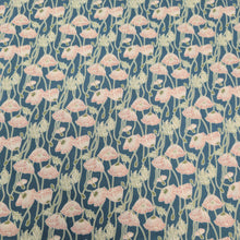 Load image into Gallery viewer, Liberty 100% Cotton Tana Lawn, Erito Poppy A, peach floral on teal backgound, for sale at Minerva&#39;s Bower
