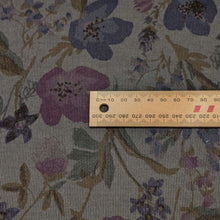 Load image into Gallery viewer, Close up flat lay of Hokkoh Estelle 100% Cotton Pinwale Cord, Grey, ruler included for scale - for sale at Minerva's Bower
