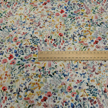 Load image into Gallery viewer, Liberty 100% Cotton Tana Lawn, Felda A, small Cotton Floral on White backgound with ruler for scale, for sale at Minerva&#39;s Bower