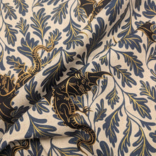 Load image into Gallery viewer, Flat drape of 30% Linen 70% Cotton Fireglow Dragon - for sale at Minerva's Bower