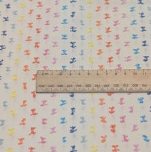 Load image into Gallery viewer, Close up flat lay of 100% Indian Cotton Flicker Cream, Warp and Weft Mystic Fable by Ruby Star Society - ruler included for scale, available at Minerva's Bower