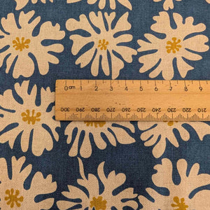 Close up of Zen Chic Linen 30% Cotton 70% Urban Whisper - Floral, with a ruler included for scale, for sale at Minerva's Bower